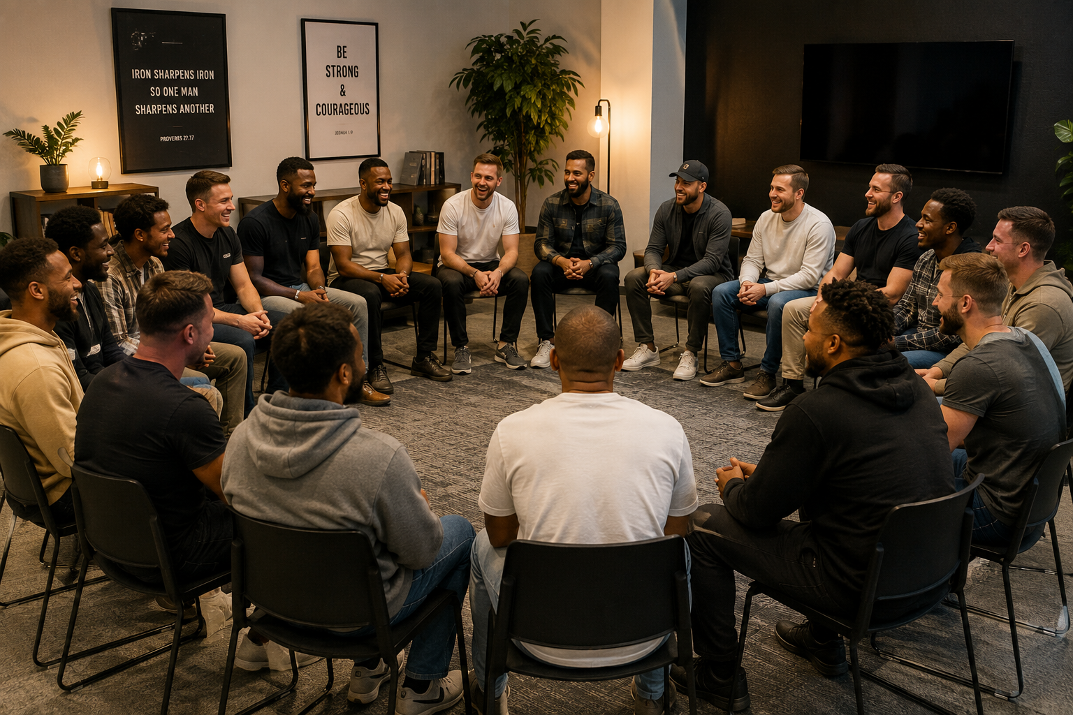 men in circle